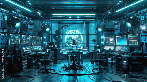 Cybernetic Laboratory Stage: Scientific innovation with this high-tech stage, featuring advanced equipment, glowing monitors, and robotic assistants