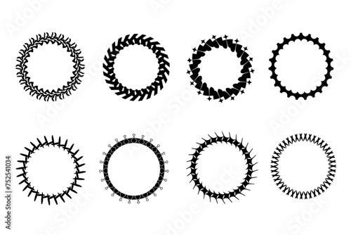 Vintage round border celtic circle frames. Circular magical patterns vector set. Geometric circle shapes, borders, frames, logos. Line and silhouette vector illustration design