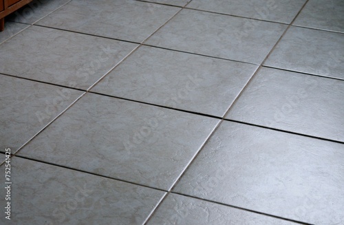 Floor made of white ceramic tiles
