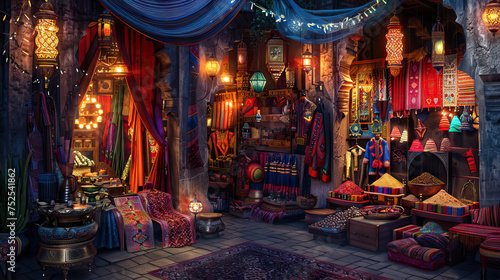 Arabian Nights Bazaar Stage: Bustling marketplace of the ancient East with this vibrant stage, filled with colorful textiles, exotic spices, and ornate lanterns, capturing the magic of Arabian Nights