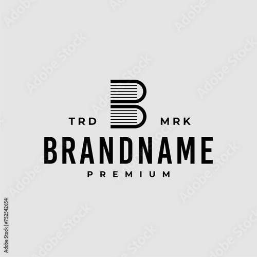 B INITIAL BOOK HIPSTER VINTAGE LOGO VECTOR ICON ILLUSTRATION