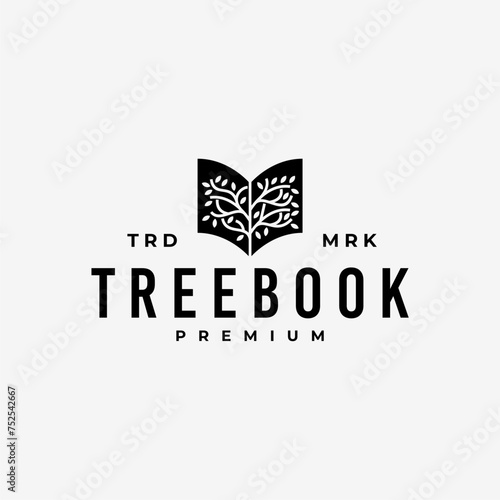 TREE BOOK LEAF HIPSTER VINTAGE LOGO VECTOR ICON ILLUSTRATION