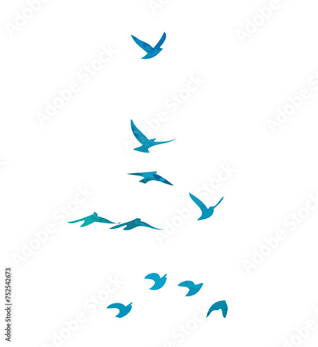 Free Download A flock of blue watercolor flying birds. hand drawing. Not AI, Free birds abstraction. Vector illustration - GFXLoad