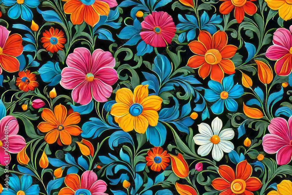 seamless pattern with flowers created with generative AI software seamless pattern with flowers created with generative AI software