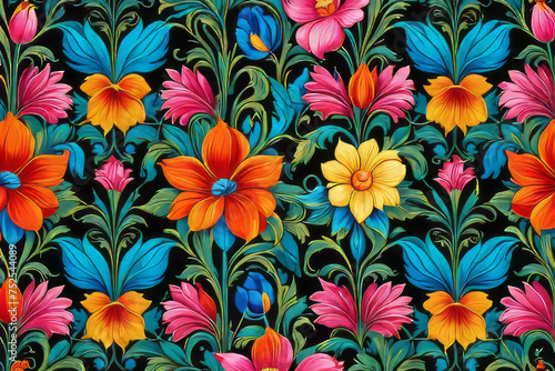 seamless pattern with flowers created with generative AI software