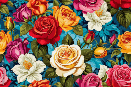 seamless pattern with flowers created with generative AI software