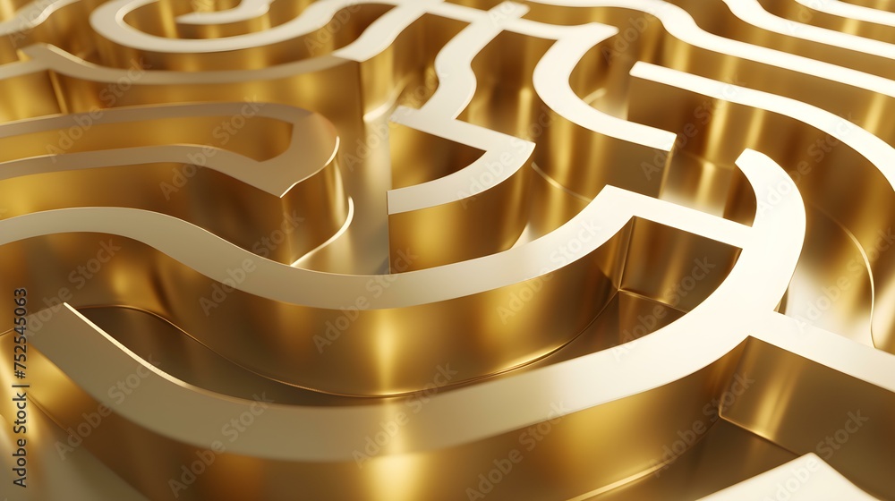 Abstract Background of a curved Maze in gold Colors. 3D Render Abstract Background of a curved Maze in gold Colors. 3D Render