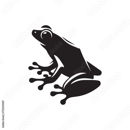 Leap of Nature: Vector Frog Silhouette - Capturing the Graceful Movement and Natural Beauty of Amphibious Life. Minimalist black frog illustration.