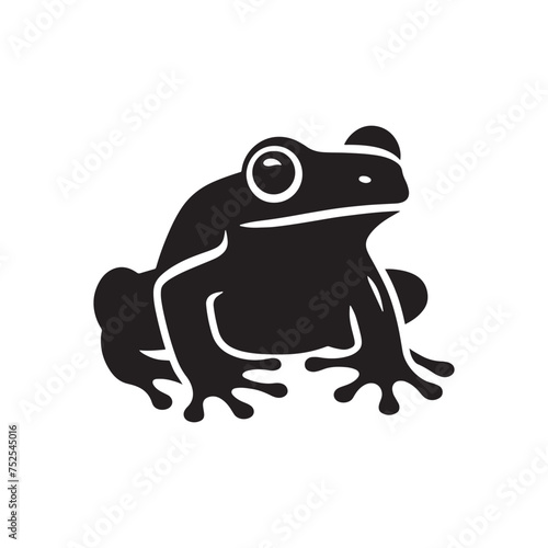 Leap of Nature: Vector Frog Silhouette - Capturing the Graceful Movement and Natural Beauty of Amphibious Life. Minimalist black frog illustration.