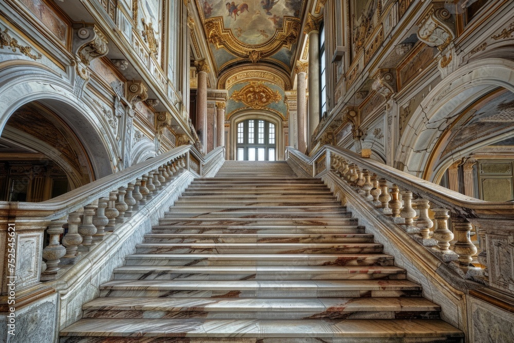 Luxurious Staircase in a Classic European Palace Interior