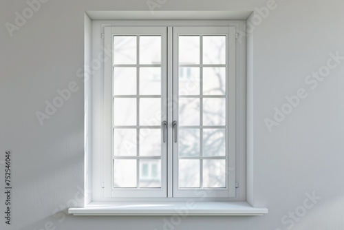 Minimalistic White Framed Window with Frosted Glass and Light Texture