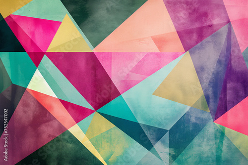 Colorful geometric background with colorful triangles. light green and magenta.
