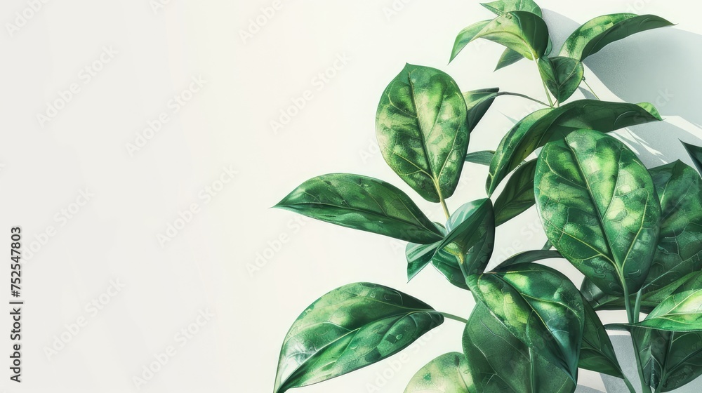 an aesthetic green plant with a close-up focus against a pristine white background, rendered in photorealistic detail for an ultra-realistic depiction. an aesthetic green plant with a close-up focus against a pristine white background, rendered in photorealistic detail for an ultra-realistic depiction.