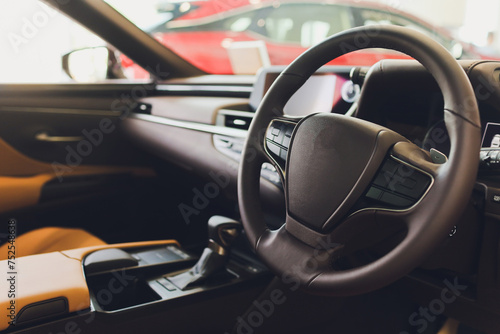 View of the interior of a modern automobile showing the dashboard. © Евгений Вершинин