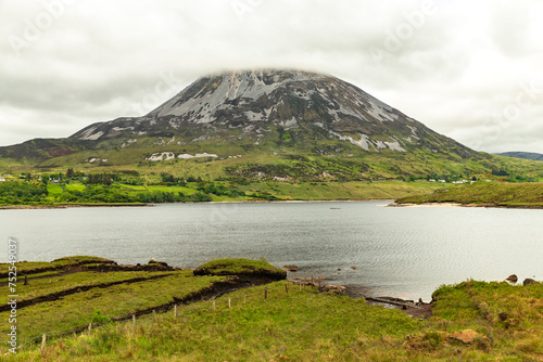 Mount Errigal in the clouds in Donegal Ireland 