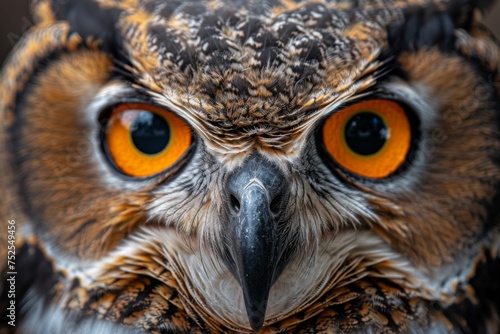 detailed portrait of an eagle owl face © Jane