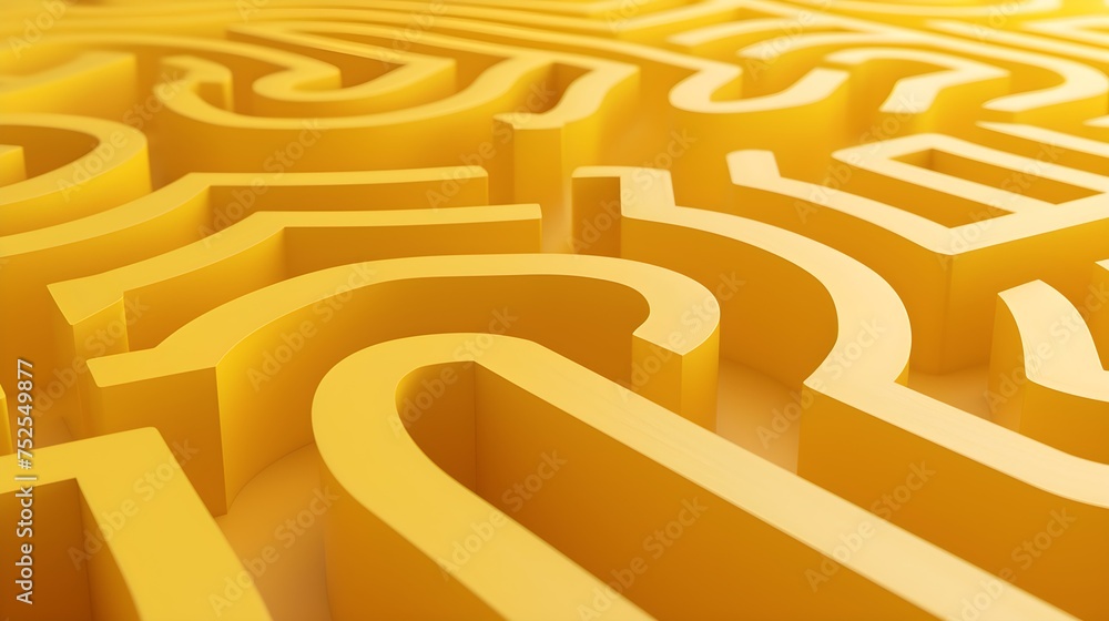 Abstract Background of a curved Maze in yellow Colors. 3D Render Abstract Background of a curved Maze in yellow Colors. 3D Render