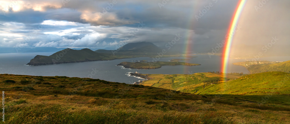 Sunset scene at Valentia Island on Ring of Kerry in Ireland, Wild Atlantic Way