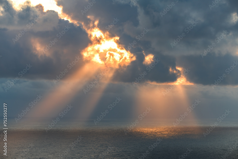 Sunset scene at Valentia Island on Ring of Kerry in Ireland, Wild Atlantic Way