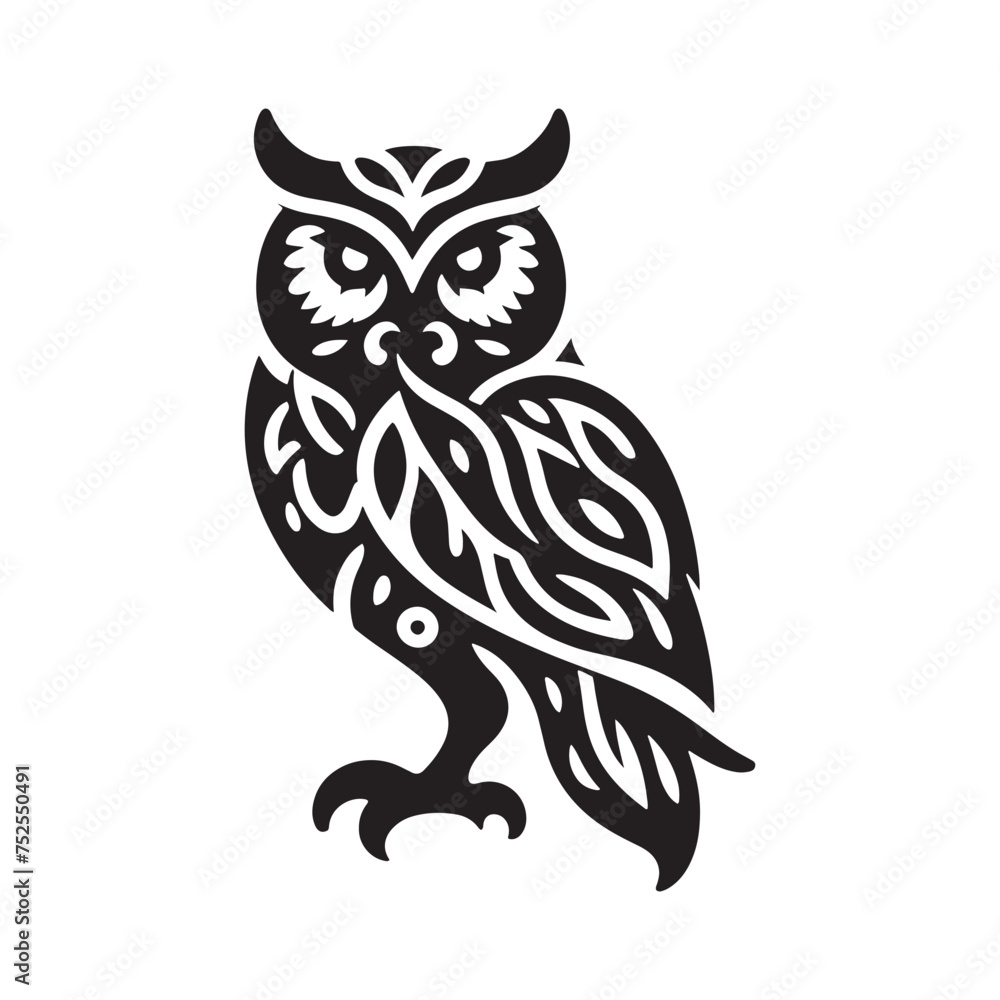 Night's Guardian: Black Vector Owl Silhouette - Capturing the Mystery and Majesty of Nature's Nocturnal Hunter. Minimalist Owl illustration. Night's Guardian: Black Vector Owl Silhouette - Capturing the Mystery and Majesty of Nature's Nocturnal Hunter. Minimalist Owl illustration.
