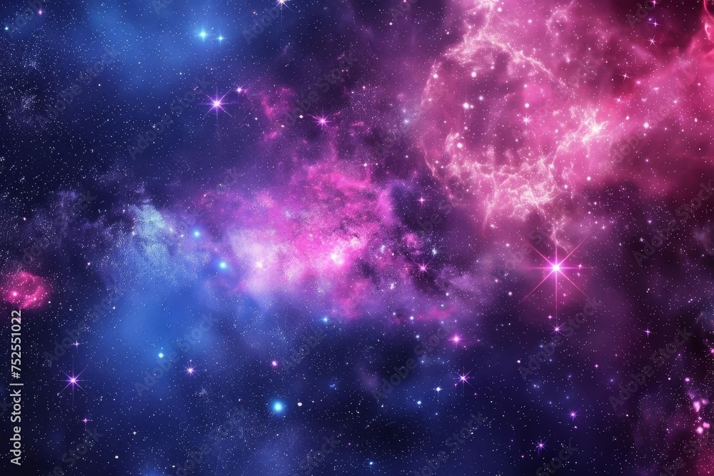 Naklejka premium Cosmic illustration of a space nebula With stars and galaxies Offering a visually stunning depiction of the universe's vast and mysterious beauty