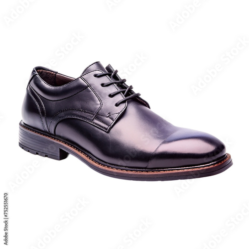 Black leather man's shoes isolated on transparent background.