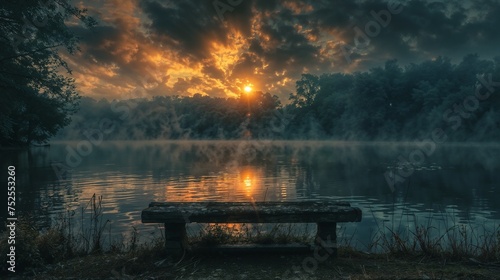 Dawn's Fiery Reflection: Lakeside Solace