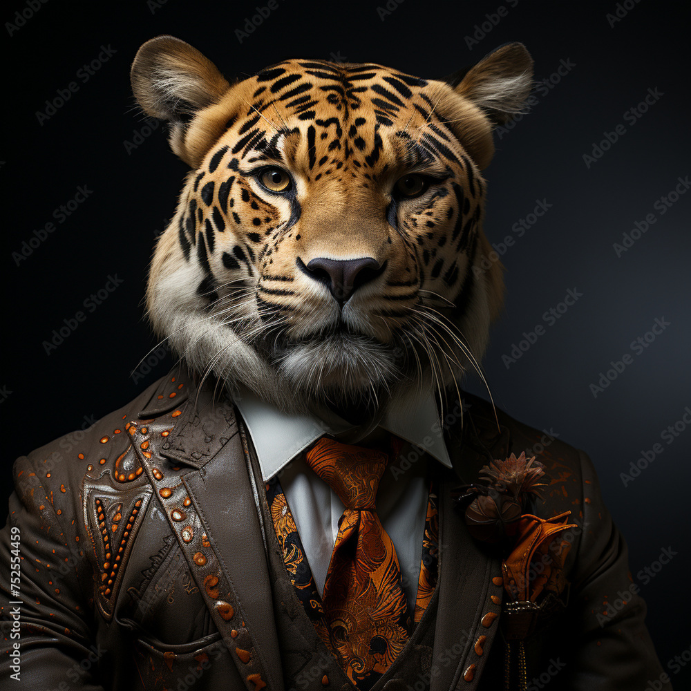 A Cheetah wearing clothes like a Boss NFT Art by Generative AI