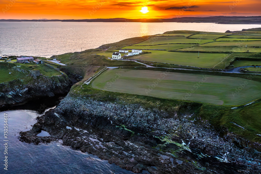 Sunset scene at Galley Head Lighthouse in County Cork Ireland