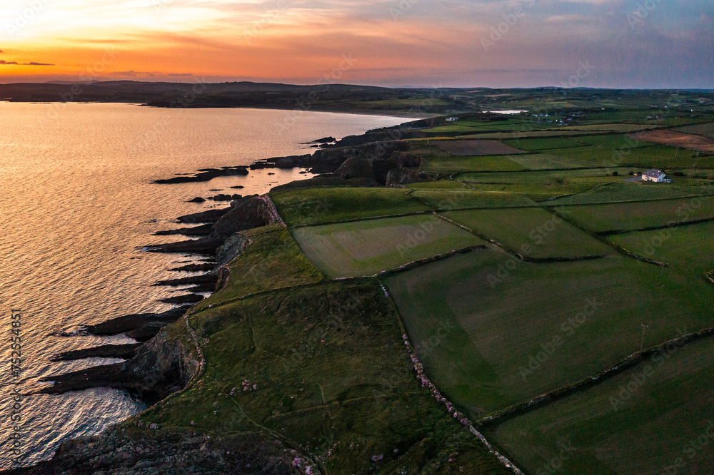 Sunset scene at Galley Head Lighthouse in County Cork Ireland