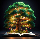 Tree of knowledge. Tree growing from an open book
