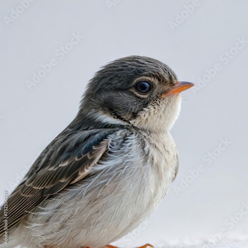 close up of a sparrow on white 