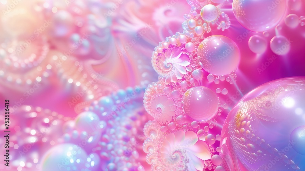 Fototapeta premium Grupa bąbelków unoszących się na wierzchu siebie, tworząc fascynującą fraktalną strukturę macek ośmiornicy. Miękkie pastelowe kolory.