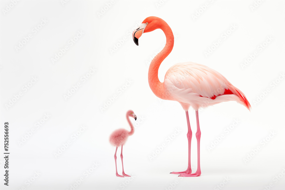Fototapeta premium pink flamingo on a white background