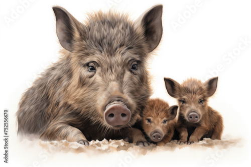 wild boars isolated on white © Stefano
