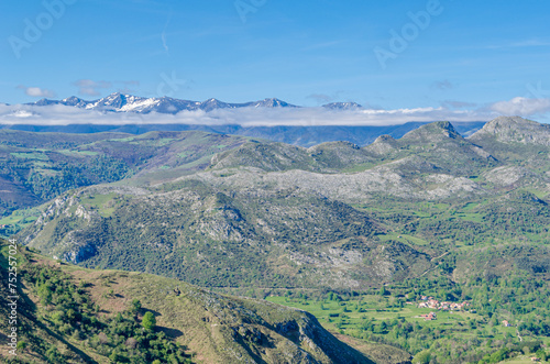Mountain landscape in the Sierra de Cantabria, northern Spain photo