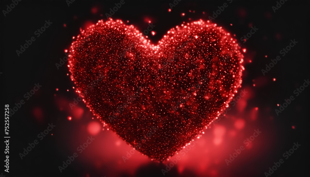 Red heart. Heart on a black background