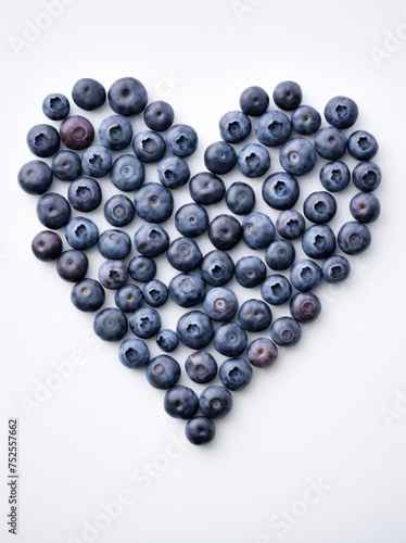 Blueberry Love: Fresh Berries Arranged in Heart Shape on White Background