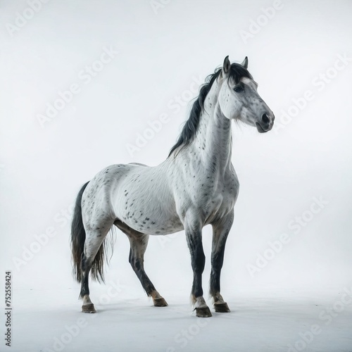 white horse on a white background 