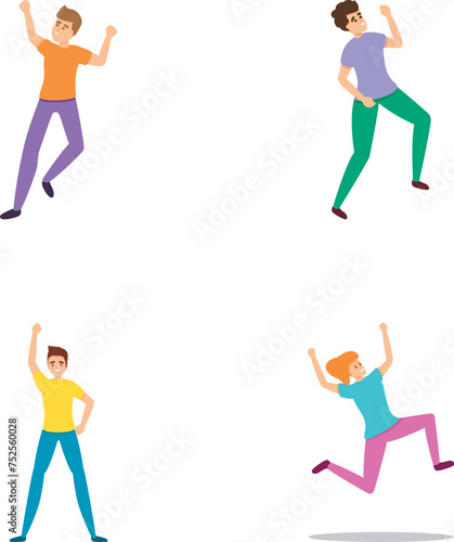 Hyperactivity icons set cartoon vector. Attention deficit hyperactivity disorder. Behavior problem, psychology