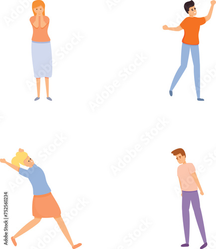 Accident icons set cartoon vector. Case of physical trauma. Misfortune, failure