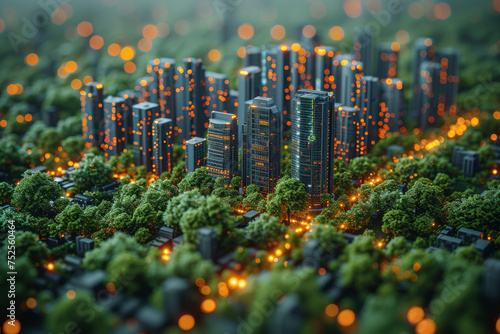 A team of researchers analyzing data from environmental sensors, contributing to the advancement of smart city technologies. Concept of sustainable urban development. Generative Ai.