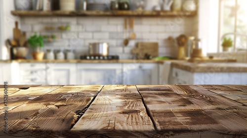 A rustic wooden table, weathered and textured with age, serving as the perfect backdrop for product advertising, with ample copy space available for showcasing various items © artfisss