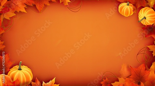 Gleaming Autumn: Bright Orange Textured Background with Yellow Border for Halloween, Thanksgiving