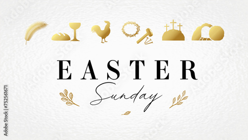 Easter Sunday services - celebrate the Resurrection, greeting card. Good Friday concept for posters, flyers or web stories. Vector illustration
