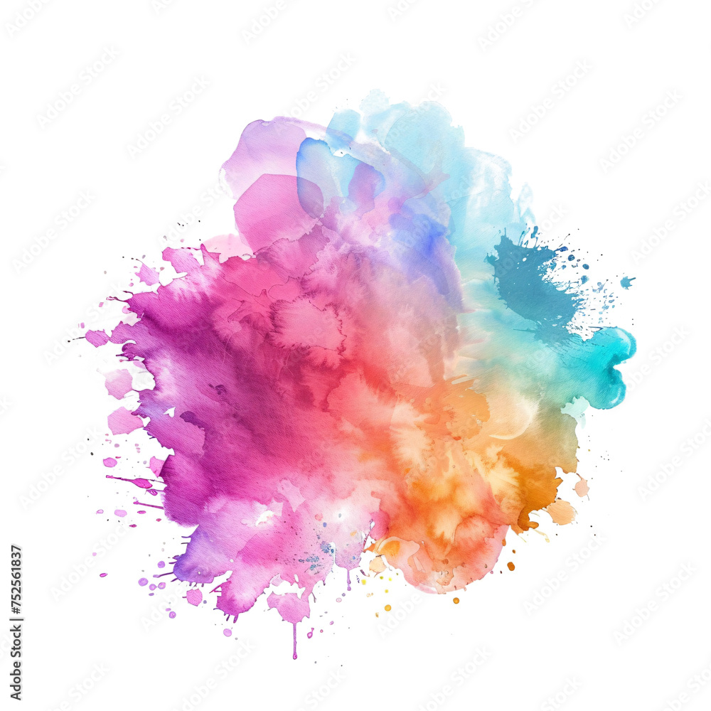 colorful watercolor splashes forming a blob on a transparent background for creative design projects 