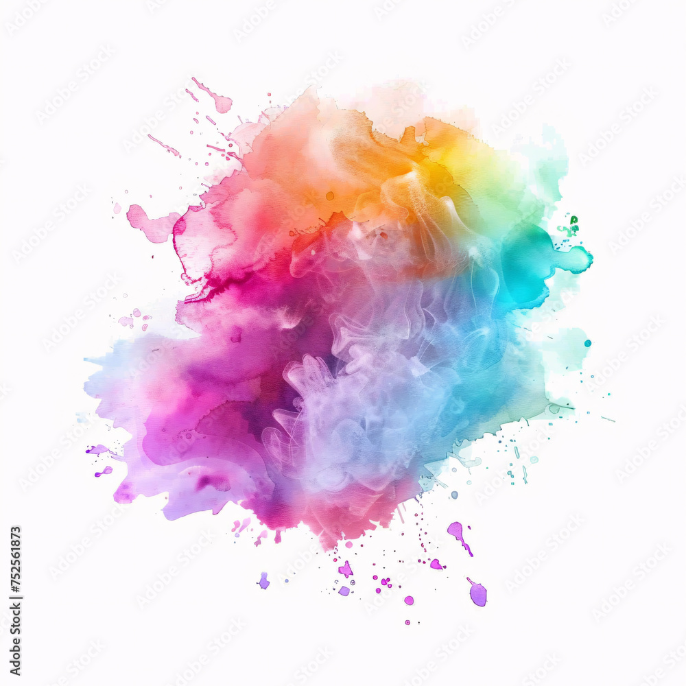 colorful watercolor splashes forming a blob on a white background for creative design projects