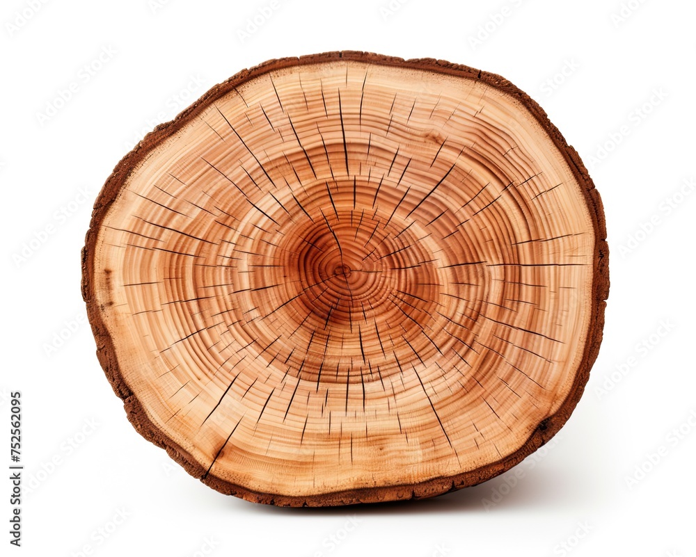 Smooth Wood Texture of a Tree Stump Slice with Age Rings Isolated on White Background - Nature's Smooth Wood Texture of a Tree Stump Slice with Age Rings Isolated on White Background - Nature's