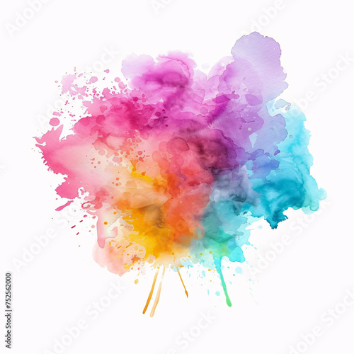 colorful watercolor splashes forming a blob on a white background for creative design projects