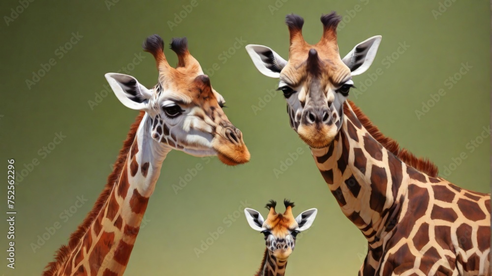 Two giraffe and baby Two giraffe and baby